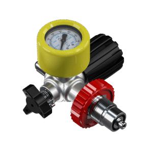 Cylinder connection DRV DIN 300 bar with pressure gauge