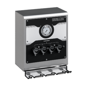 Remote refill panel with single pressure lever taps